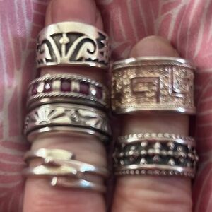 Elegant Silver and Pink Ring Set